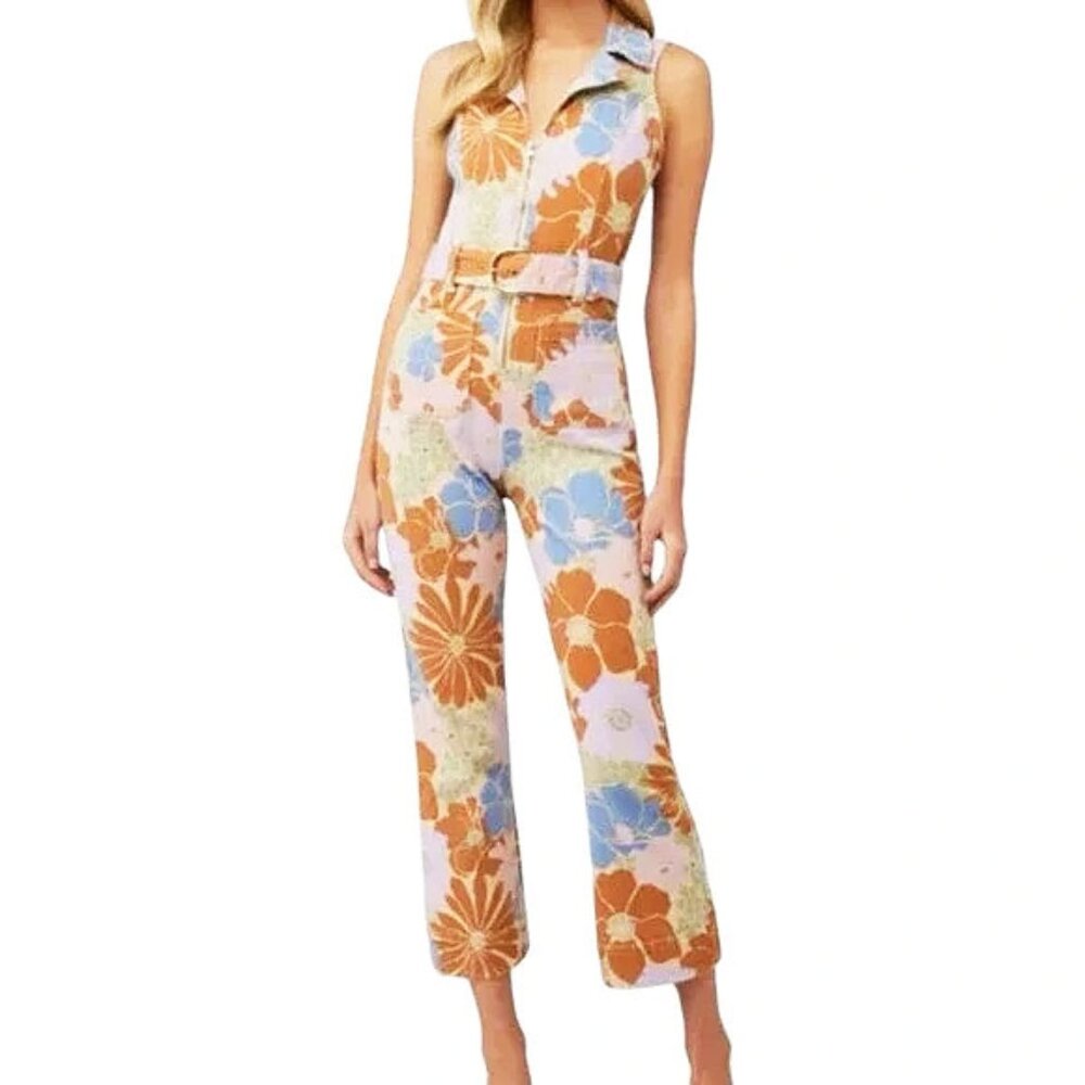 NWOT Jacksonville Cropped Jumpsuit S Sage Retro Garden